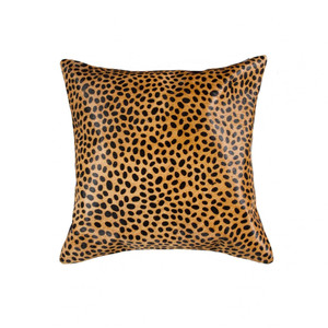 18" X 18" Orange and Black Animal Print Cowhide Zippered Pillow N270-328259