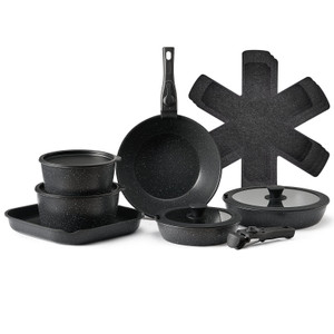 17 Piece Pots and Pans Set, Granite Nonstick Detachable Handle Cookware, Space Saving Induction Coo E415-LGTZLGKCSB6GQBCKJV0
