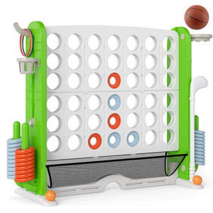 Jumbo 4-to-Score Game with Ring-toss and Basketball Hoop-Green - Color: Green D681-UY10238GN