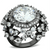 LOA874 - Ruthenium Brass Ring with AAA Grade CZ  in Clear A874-LOA874