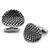 TK1258 - High polished (no plating) Stainless Steel Cufflink with Epoxy  in Jet A874-TK1258