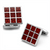 TK1272 - High polished (no plating) Stainless Steel Cufflink with Epoxy  in Garnet A874-TK1272