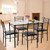 5 Pieces Dining Set with Tempered Glass Top Table and 4 Upholstered Chairs - Color: Black D681-HW61400