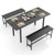 3 Piece Dining Table Set for 4-6 with 2 Benches-Black - Color: Black D681-KC56879BK