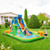Inflatable Water Slide Giant Water Park 9-In-1 for Kids Backyard Fun with 735W Blower - Color: Mult D681-NP11236+EP24683