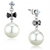 3W676 - Rhodium Brass Earrings with Synthetic Pearl in White A874-3W676