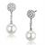 3W350 - Rhodium Brass Earrings with Synthetic Pearl in White A874-3W350