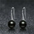 Wholesale 925 Sterling Silver Jewelry Minimalist Design Pearl Fish Hook Women Earrings - Black A392-sear0282