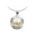 White Pearl Inlaid Rhinestone Rimmed Platinum Plated Pendant Necklace A392-rgne0055