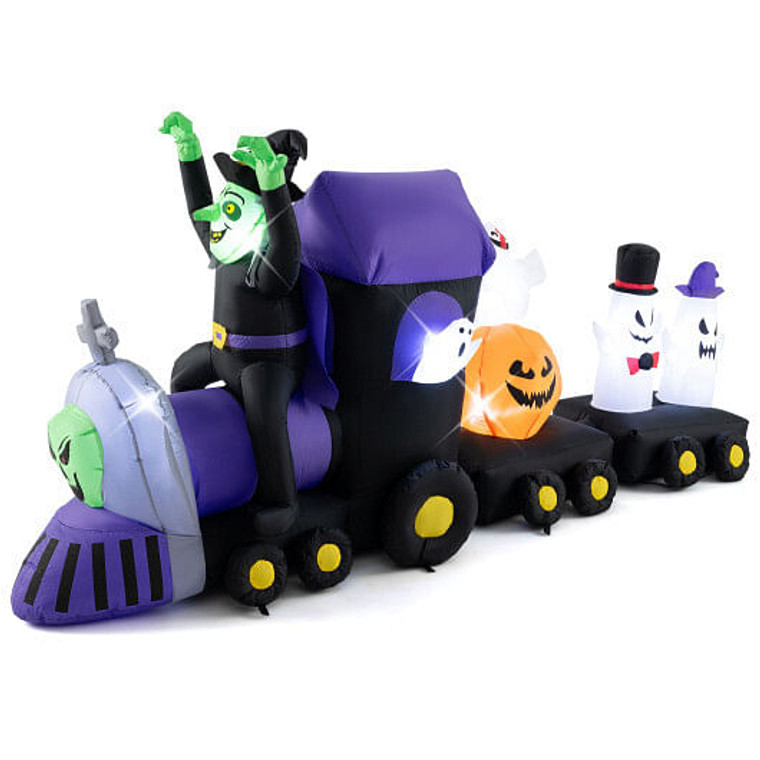 8.2 Feet Long Halloween Inflatable Train with Witch and 4 Ghosts - Color: Multicolor D681-TT10026US