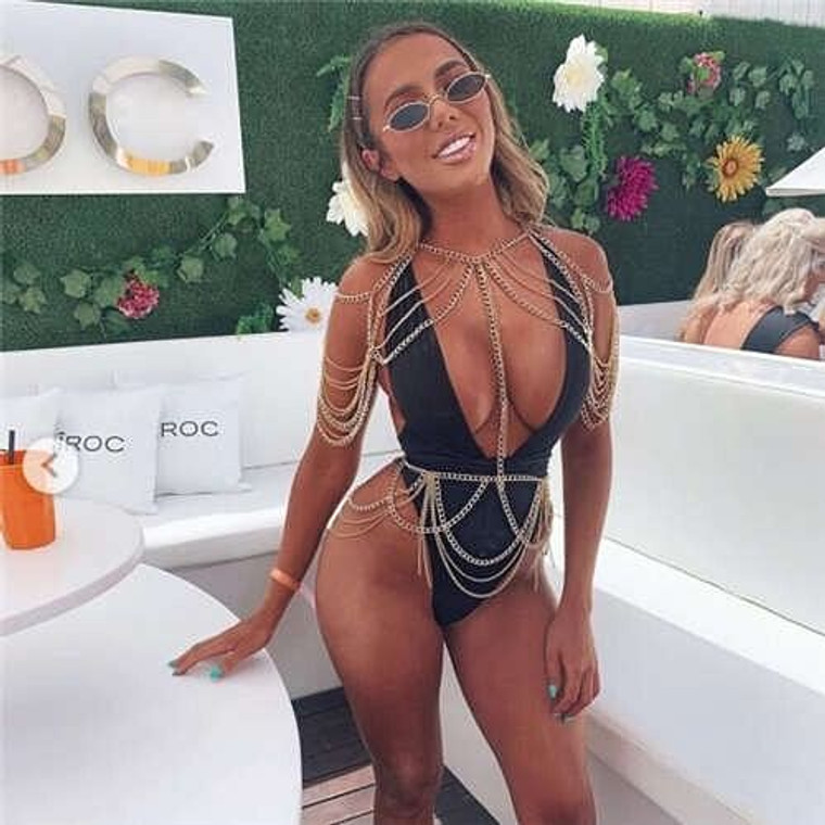 Double Shoulder Multilayer Alloy Chain Skirt Set Metallic Waist Chain Wholesale Body Chain Jewelry  A392-tboc0042