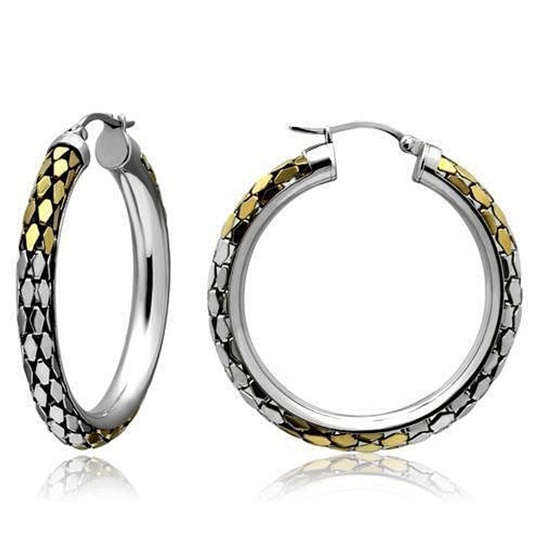 TK430 - Gold+Rhodium Stainless Steel Earrings with No Stone A874-TK430