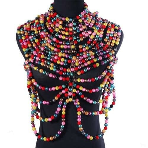 Super Hot Sales Multilayer Pearl Body Chains Bikini Decorative Necklace Wholesale Body Jewelry - Mu A392-tboc0007