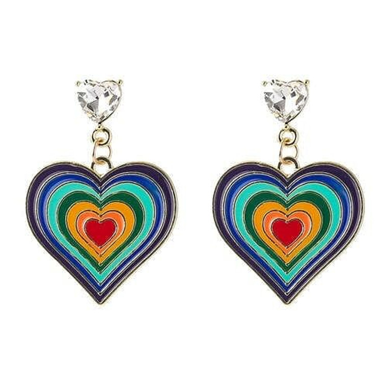 Ethnic Style Multi-layer Peach Heart Unique Design Colorful Oil-spot Glazed Alloy Wholesale Earrings A392-fear6654