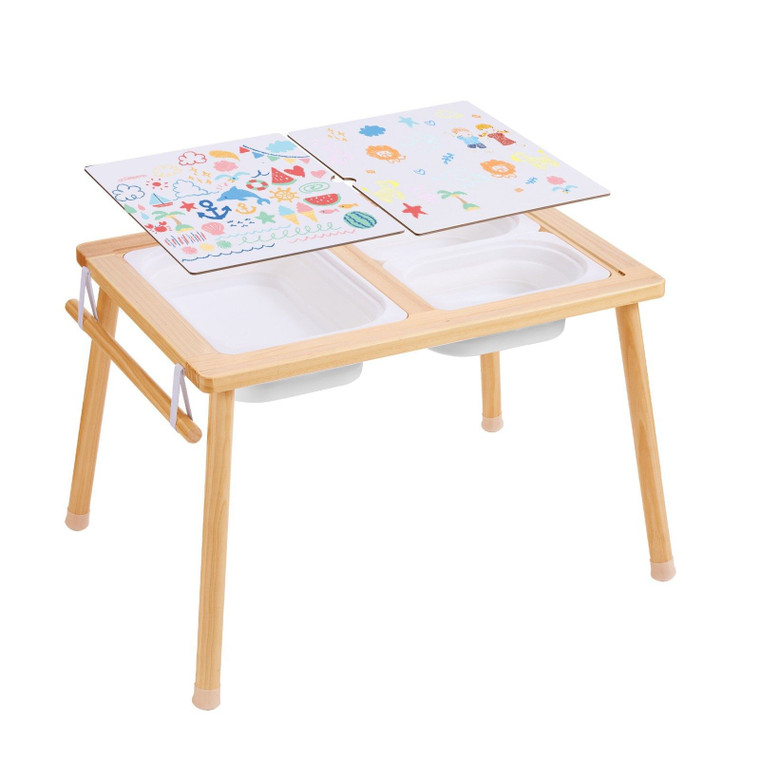 Sensory Table for Toddlers, Kids Activity Table with 3 Foldable Storage Bins & Paper Roll Holder, I E415-GGZDJZBK2129VB7WFV0