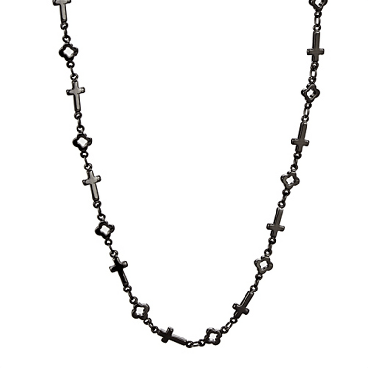 LO3454 - TIN Cobalt Black Brass Necklace with No Stone A874-LO3454