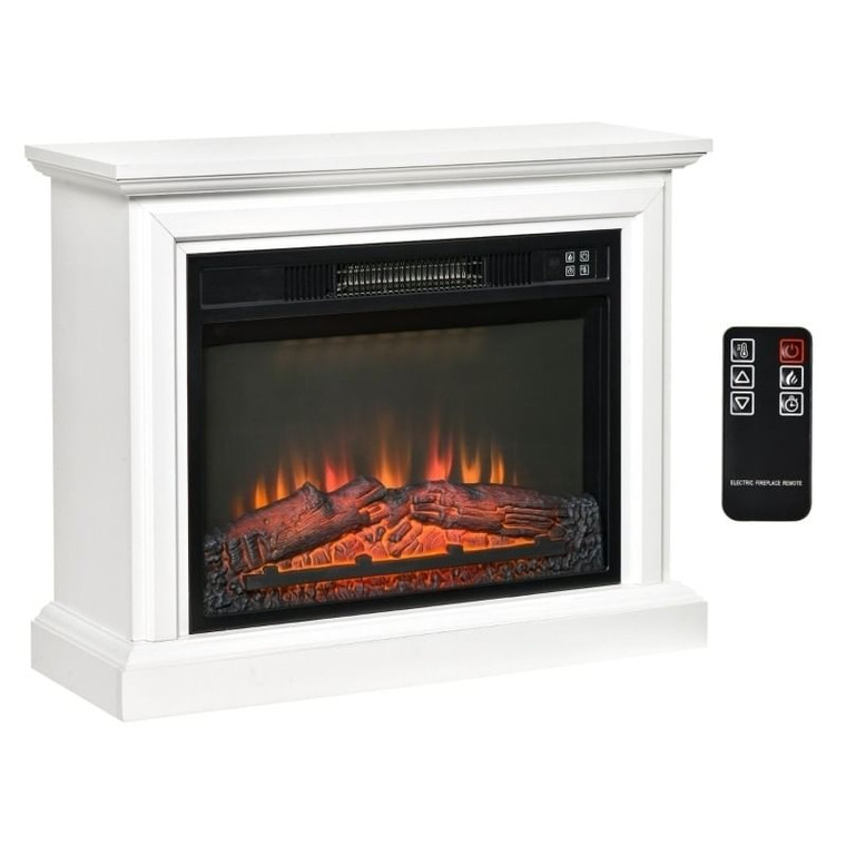 31 inch White Electric Fireplace Heater Dimmable Flame Effect and Mantel w/ Remote Control Q280-WFUG3142