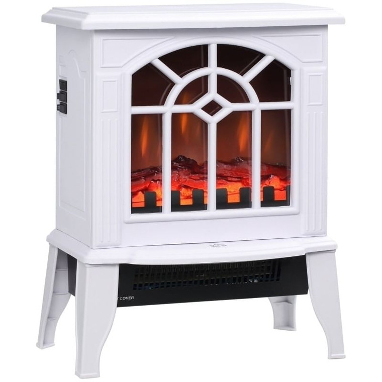 White Electric Fireplace Heater with Realistic Log Flame LED Q280-WEHY3241