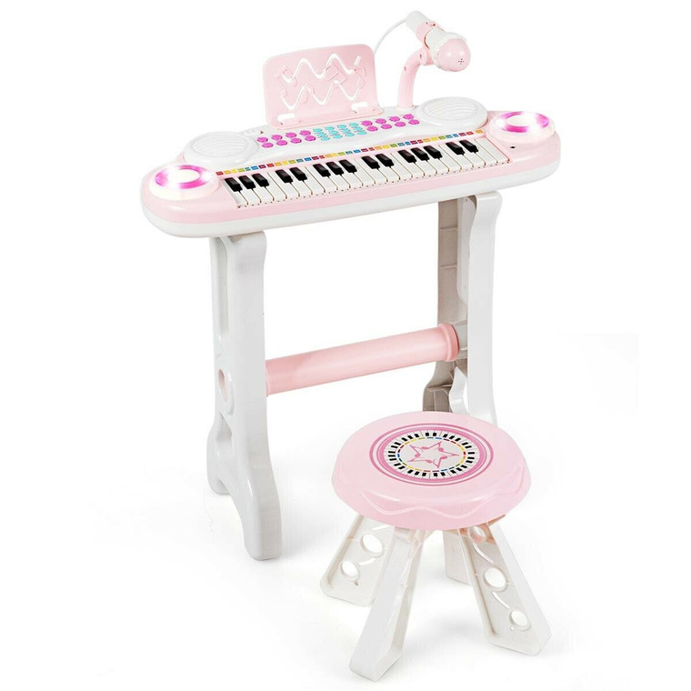 37-key Kids Electronic Piano Keyboard Playset-Pink - Color: Pink D681-TY578768PI