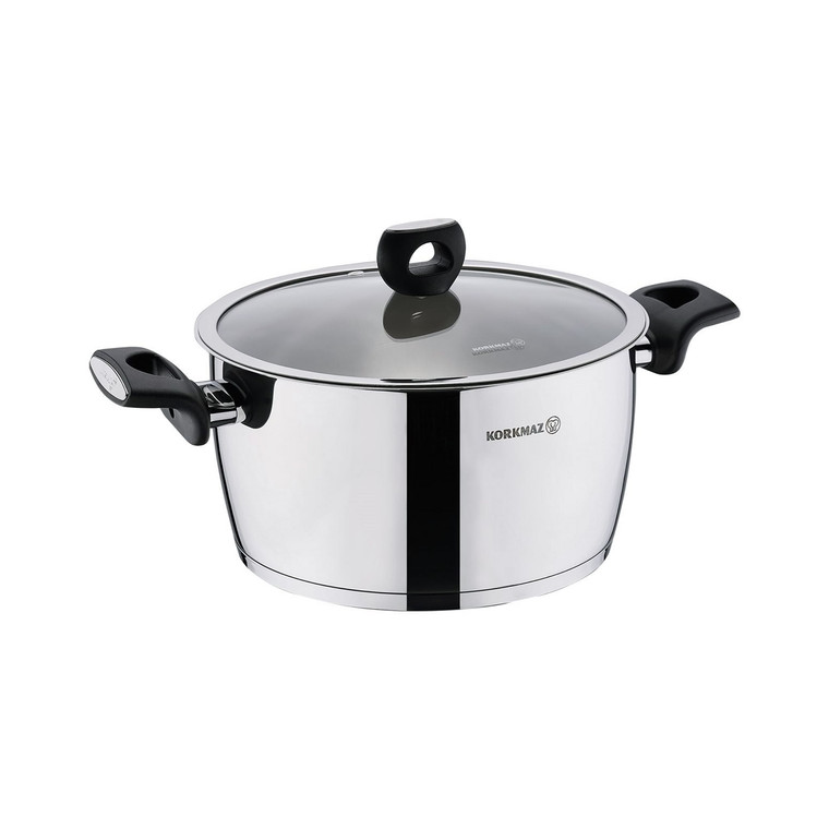Korkmaz Nora 2 Piece 3.5 Liter Stainless Steel Casserole with Lid in Silver D970-A2992