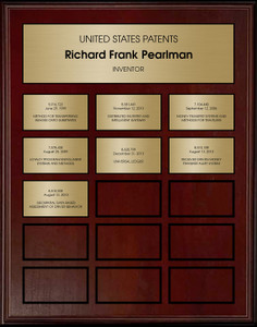 Brass and Cherry Perpetual Patent Plaque Award Brass and Cherry Perpetual Patent Plaque Award