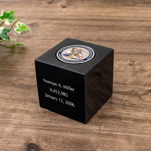 Black Marble Patent Cube with USPTO Coin Black Marble Patent Cube with USPTO Coin