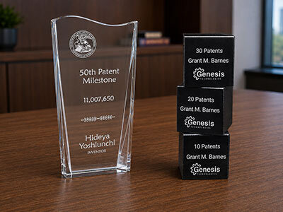 Patent milestone levels selected for an inventor recognition program