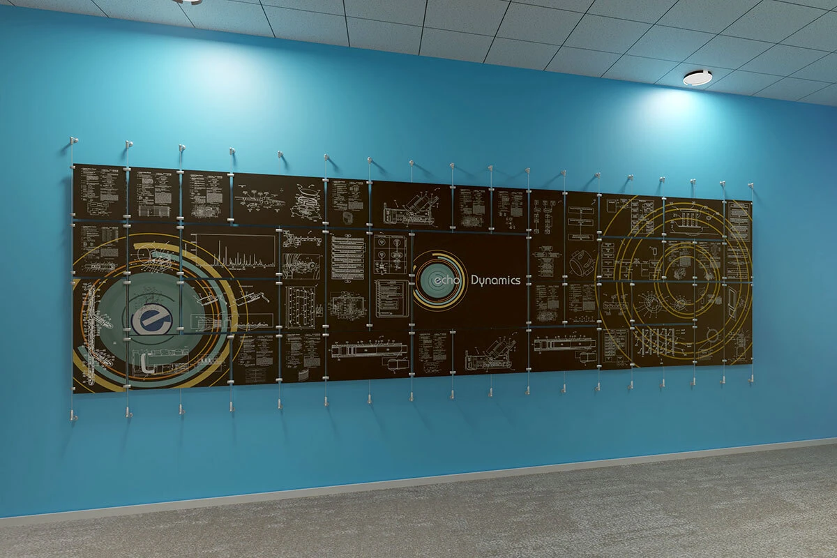 3D rendering of a custom multi-material patent wall