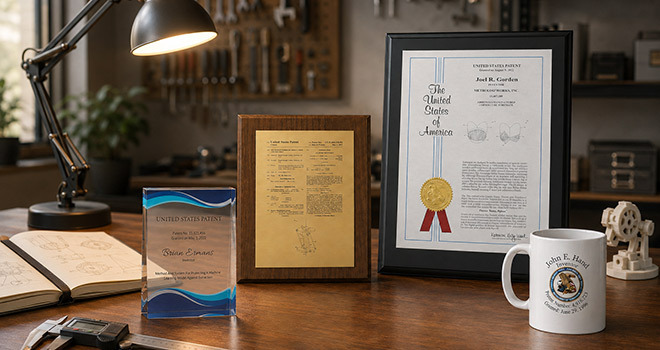 Custom awards recognizing inventors and patent achievements