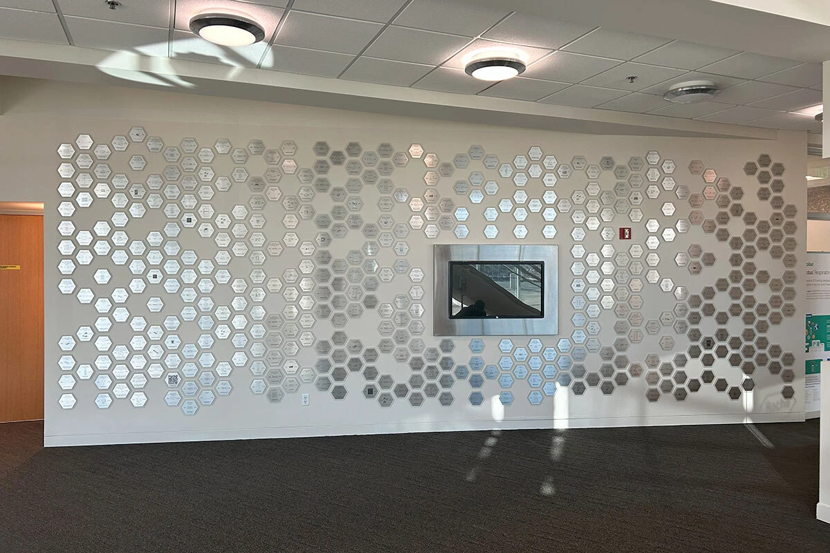 Frosted acrylic hexagon patent wall with aluminum plates
