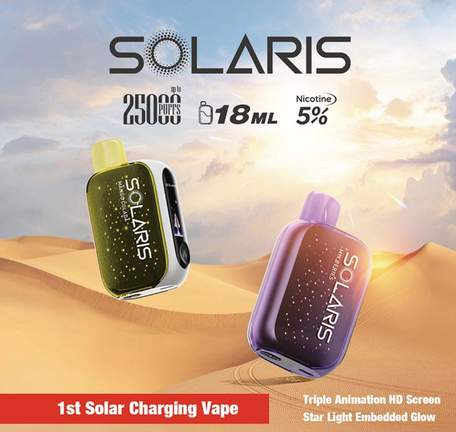 Review Solaris Solar Powered Disposable Device 25000 Puffs.