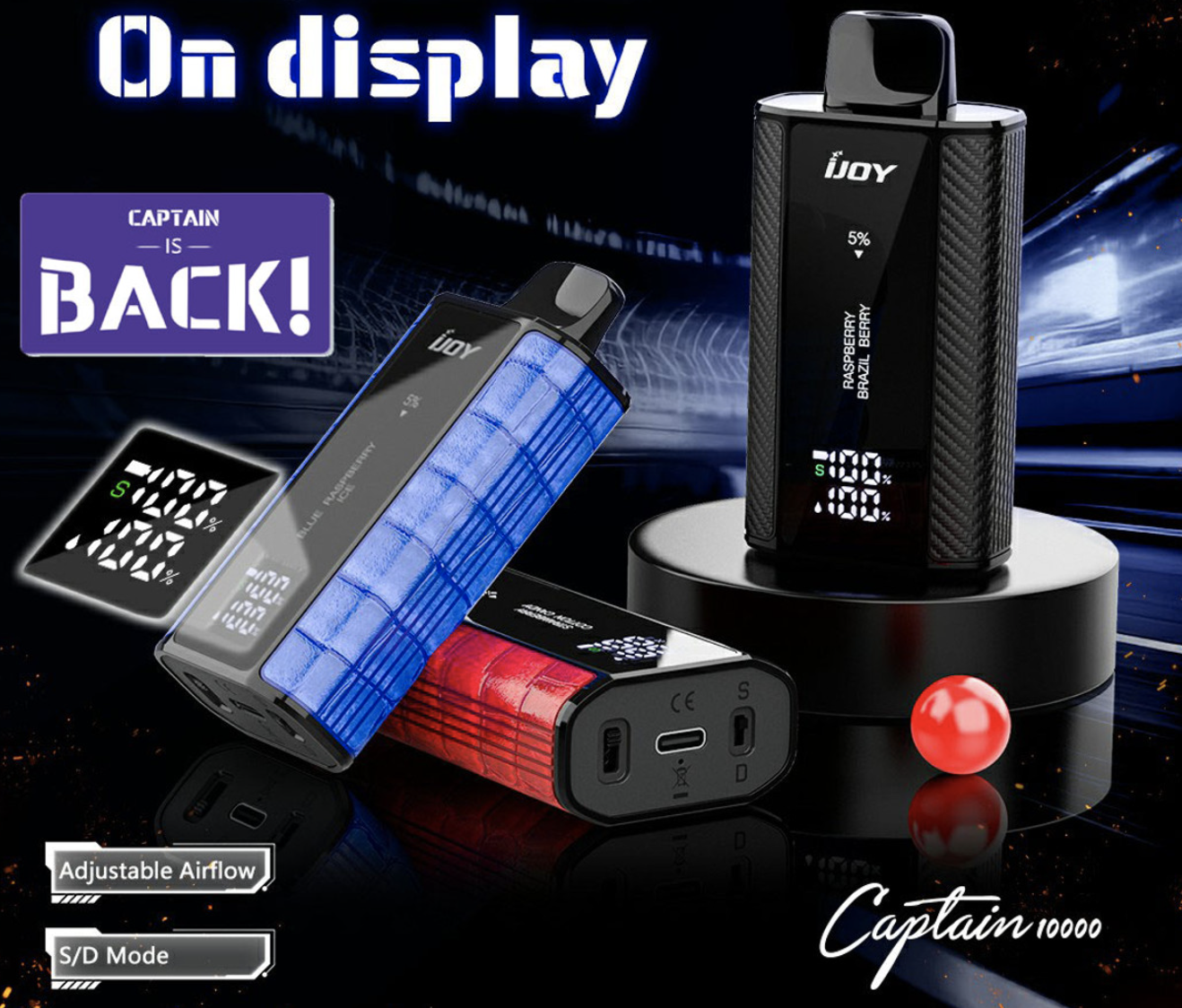 vape captain iJoy Captain 10000 Puffs Rechargeable Smart Disposable Vape Device - 5%