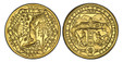 1080284 CZECHOSLOVAKIA. Republic. (1918-1939). 1934-[K] [987] AV Commemorative or Medallic 5 Ducats. PCGS MS66PL (Prooflike).  By Anton Hám. Kremnitz. Edge: Reeded. St. Catherine at center, kneeling to right; Kremnica shield of arms, left / Hexago...