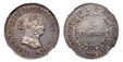 1081782 ITALIAN STATES. Lucca. Felix and Elisa. 1805 AR 5 Franchi. NGC AU58.  Firenze. FELICE ED ELISA PP · DI LUCCA E PIOMBINO. Conjoined heads right / PRINCIPATO DI LUCCA E PIOMBINO. Written and numeral value within wreath above date; dot after ...