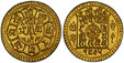 1080327 NEPAL. Shah Dynasty. Prithvi Bir Bikram. SE 1825 (1903) AV Tola. PCGS MS66.  Edge: Plain. 12.39gm. Legend within quadrate around central ornate design; additional designs around; SE date in exergue / Legend and design in three lines within...