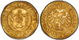 1083117 GERMAN STATES. Augsburg. (1519) AV Goldgulden. PCGS AU55.  3.26gm. AVGVSTA ♦ VINDELICORVM. Arms of Augsburg within heart-shaped cartouche / IMP • CAES • CAROLI • AVG • V • MVNVS. Crowned double-headed eagle, Austro-Hungarian arms on breast...