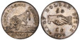 1082914 SIERRA LEONE. 1791 AR 50 Cents. NGC PF64 .  Soho (Birmingham) mint. 31mm. SIERRA LEONE COMPANY. Lion, Africa below / Clasped hands flanked by value, date below, written value as legend. KM 5. Proof; Vice 3A.
Ex Coinhunter (C.E. Bullowa, 19...