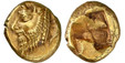 1083144 GREEK. IONIA. Phocaea (Phokaia). Struck circa 521-478 BC. EL Hecte (1/6 Stater). NGC AU✭ (About Uncirculated  ✭) Strike 5/5 Surface 5/5.  10mm. 2.61gm. Horned head of river god left; to right, small seal upward / Quadripartite incuse squar...