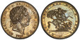 1084116 GREAT BRITAIN. George III. 1819 LIX AR Crown. PCGS MS63.  GEORGIUS III D: G: BRITANNIARUM REX F: D:. Laureate head right / HONI SOIT QUI MAL .Y PENSE. St. George slaying dragon right. KM 675; SCBC-3787; Dav.-103.

Please use this link to v...