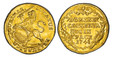 1083453 SWISS CANTONS. Zurich. 1748/45 AV Ducat. PCGS MS61.  3.46gm. REIPUBLICÆ TIGURINAE · DUCATUS. Oval arms of Zurich supported by rampant lion at right / DOMINE / CONSERVA / NOS IN / PACE. Inscription, date within ornamented wreath. KM 140; Fr...