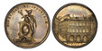 1083432 SWISS CANTONS. Zurich. 1774 AR Medal. PCGS MS63.  By Jean Caspard Mörikofer. 50mm. 37.80gm. MDCCLXXIV./ •I•C•MK•F•. Building facade; dated in Roman numerals in exergue / FIDELITATI ET INDUSTRIAE •. Standing allegorical figure of Hermes wit...