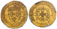 1085202 FRANCE. Francois I. (King, 1515-47). (1515-47) AV Ecu d'Or. NGC AU Details Obverse Scratched.  Bayonne. 3.36gm. Crowned arms of France / Cross fleurée with "F" and Fleur-de-lis in angles. Fr.-347.

Type 5, 3rd émission.

Please use this li...
