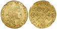 1082933 FRANCE. Louis XIV. 1694-BB AV Louis d'Or. NGC AU58.  Strasbourg. Older laureate head of Lois XIV / 4 L's around mint mark. KM 302.4; Friedberg 433; Gadoury 252.

Please use this link to verify the NGC certification number <a href="https://...