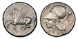 1084722 GREEK. CORINTHIA. Corinth. Struck 4th Century BC. AR Stater. NGC AU✭ (About Uncirculated  ✭) Strike 5/5 Surface 5/5.  20mm. 8.53gm. Pegasus flying left, koppa below / Helmeted head of Athena left; Γ below chin, filleted thyrsos at right. R...