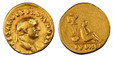 1084611 ROMAN IMPERIAL.  Vespasian. (Emperor, 69-79 AD). Struck 69-79 AD. AV Aureus. NGC Ch. F (Choice Fine) Strike 4/5 Surface 4/5.  Rome. 18mm. 6.71gm. IMP CAESAR VESPASIANVS AVG. Head of Vespasian, laureate, right / IVDAEA. Military trophy with...