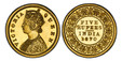 1085187 INDIA-BRITISH. Victoria. (Queen, 1837-1901). 1870-CM AV Restrike 5 Rupees. PCGS PR62 Cameo.  Calcutta mint. Edge: Reeded. VICTORIA QUEEN. Crowned Young bust, left; initials CM on truncation / Value and date within beaded circle and wreath....
