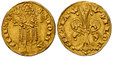 1084334 ITALIAN STATES. Florence. Republic of Florence. (Repubblica Fiorentina, 1115-1532). (1252-1422) ND (rooster) AV Fiorino d'Oro (Florin). NGC AU53.  3.40gm. •S•IOHA–NNES•B . St. John the Baptist standing facing holding a staff surmounted wit...