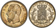1085858 BELGIUM. Leopold II. 1875 AR 5 Francs, 5 Frank. PCGS MS65+.  By Leopold Wiener. Brussels. LEOPOLD II ROI DES BELGES. Smaller head, engraver's name near rim, below truncation / L'UNION FAIT LA FORCE. Crowned arms on ornate shield divide den...