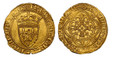 1080830 FRANCE. Charles VI. (King, 1380-1422). (1380-1422) AV Ecu d'Or. NGC MS65.  Troyes. 3.75gm. Crowned coat-of-arms / Cross fleurée, with star in center and inward-facing lis in each angle; all within double polylobe, with crown in each angle....