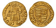 1085068 HUNGARY. Sigismund. (King, 1387–1437). (1404-1405) ND AV Goldgulden. NGC MS64.  3.54gm. Nimbate St. Ladislas standing facing, holding ax and orb; M - O in fields to left and right / Quartered Arms with rampant lion in two quarters within b...